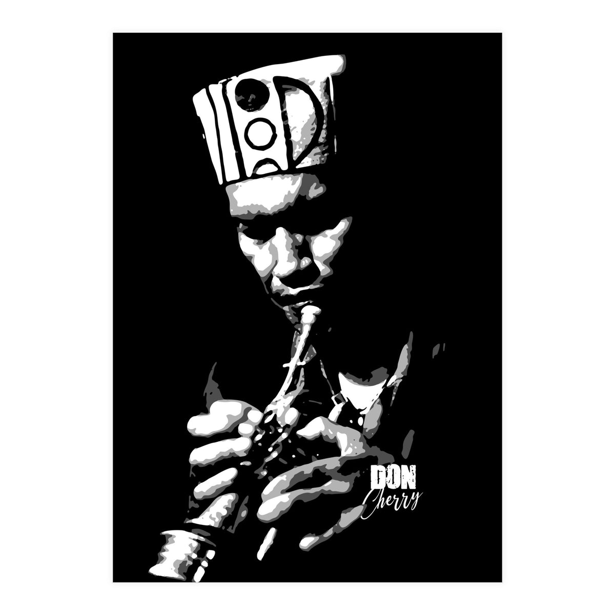 Don Cherry Trumpeter Jazz Music Legend in Grayscale (Print Only)