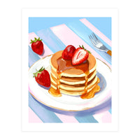 Handpainted Pancakes and Strawberries oil painting (Print Only)