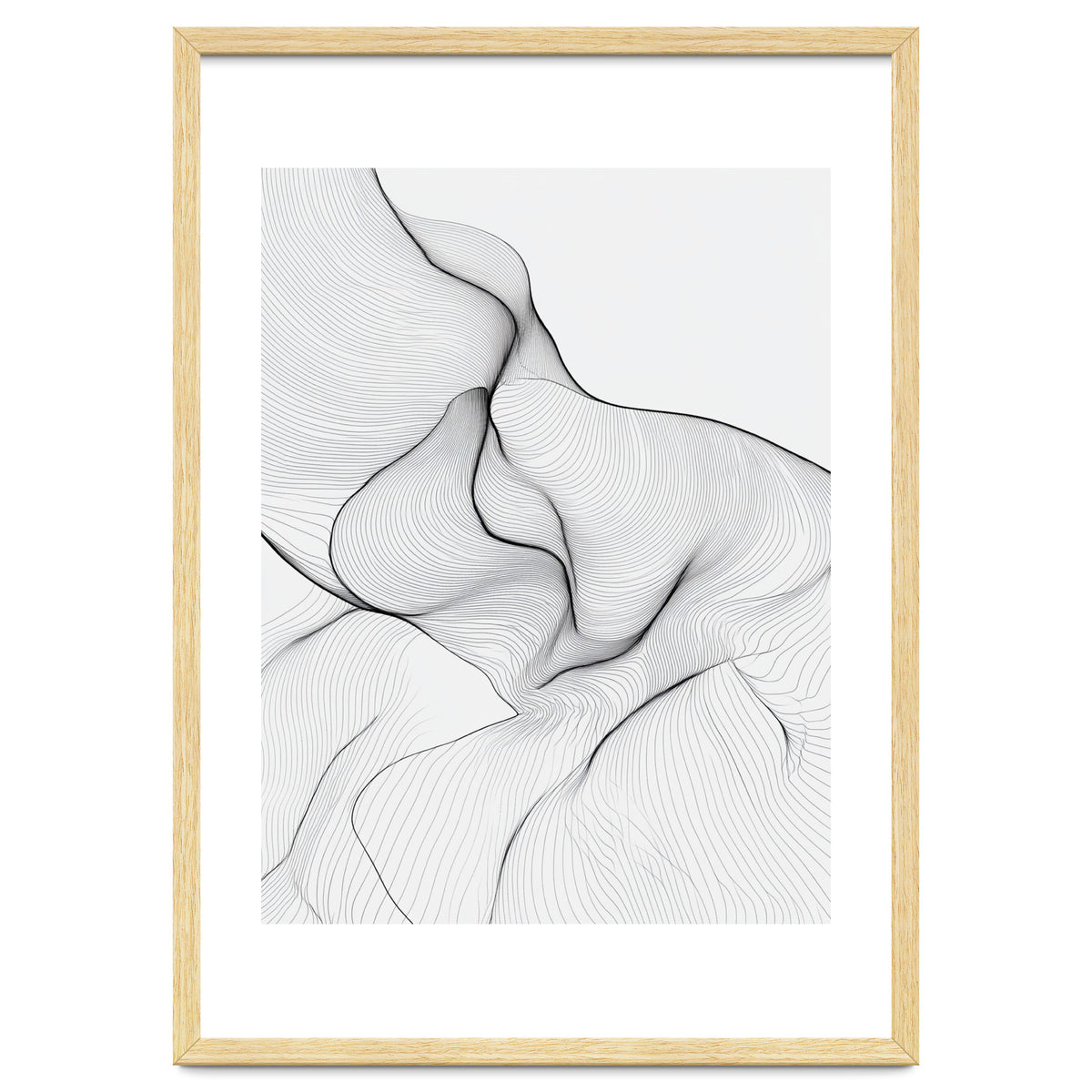 Abstract Black And White Flowing Lines Organic Form