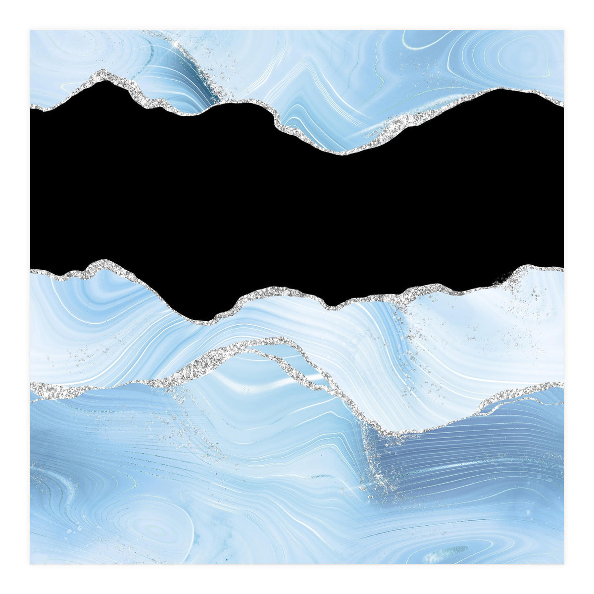 Blue & Silver Agate Glitter Texture 03 (Print Only)