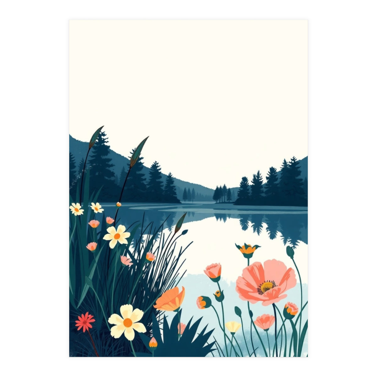 Nature Lake Calm Botanical (Print Only)