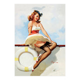 Sailing Pinup Girl With Captain Hat (Print Only) thumbnail