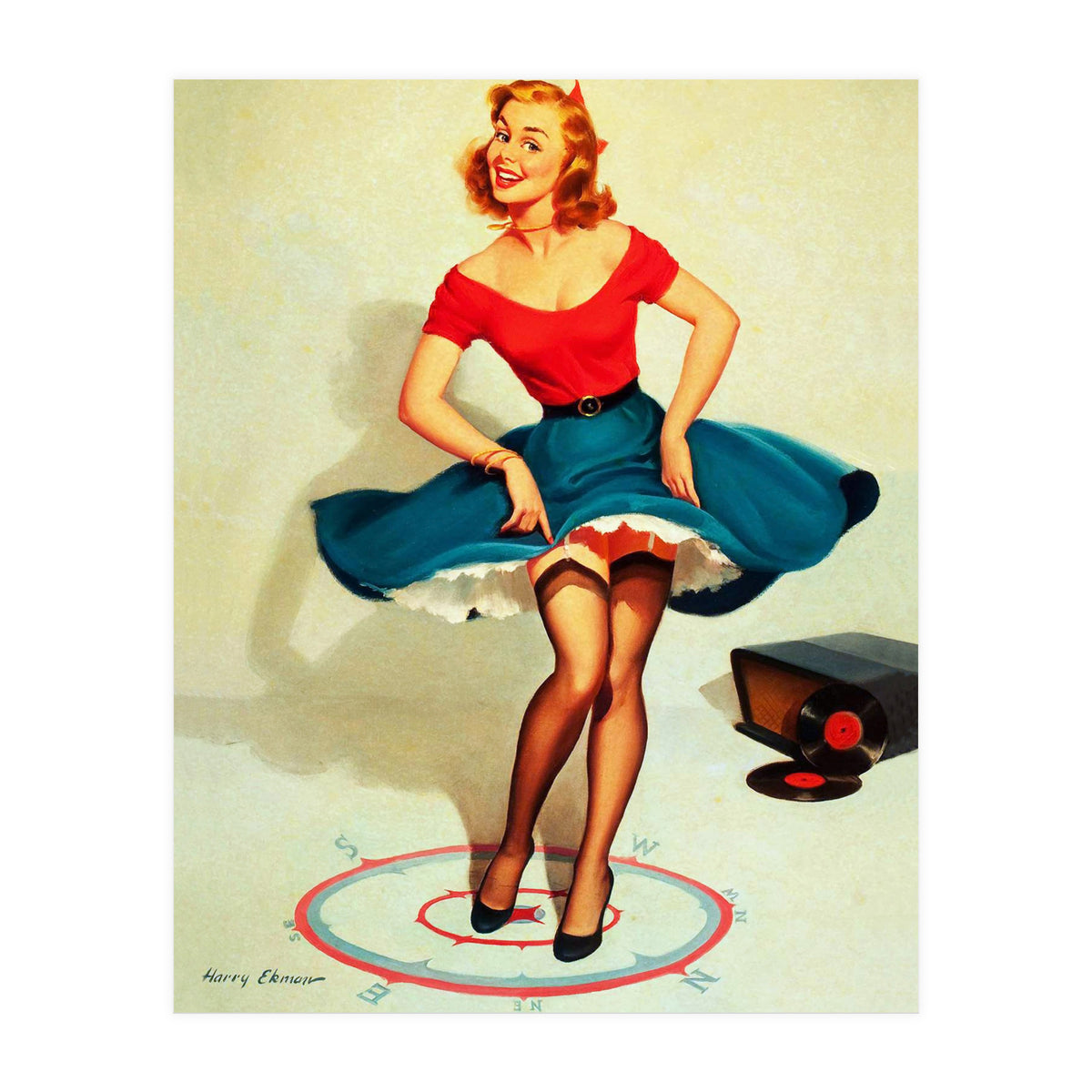 Pinup Dancing Girl (Print Only)