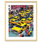 New York Minute, Yellow Taxi Cab Manhattan Downtown Busy Street, Traffic People Buildings Times Square Eclectic Road Architecture thumbnail