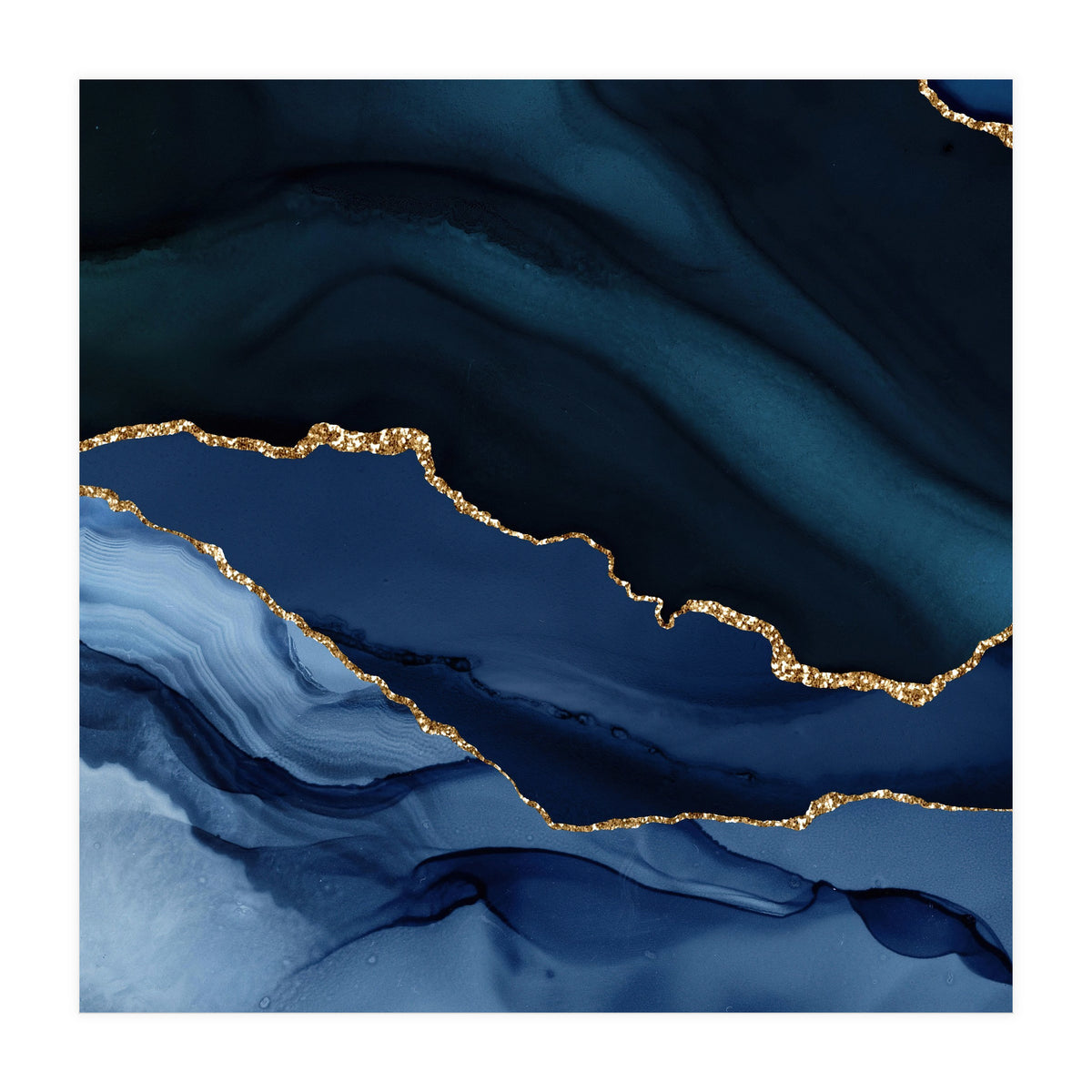 Navy & Gold Agate Texture 12 (Print Only)