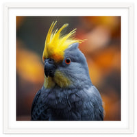 Close-up Portrait of a Yellow Cockatoo in the Wild.