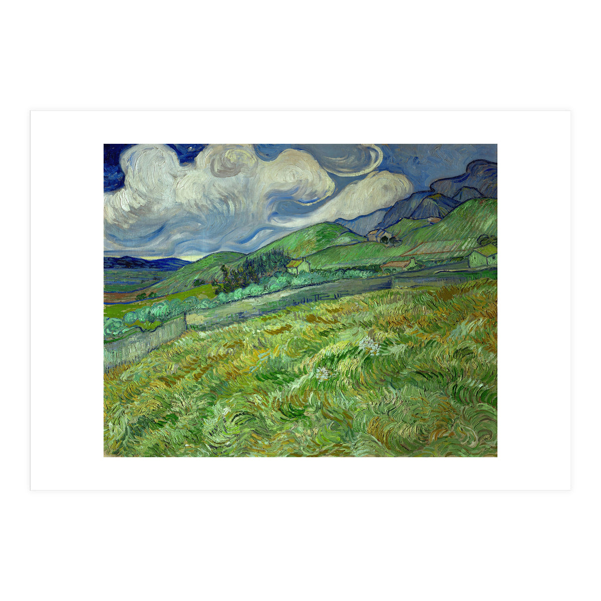 VINCENT VAN GOGH: Landscape from Saint-Rémy. Date/Period: 1889. Painting. Oil on canvas. (Print Only)