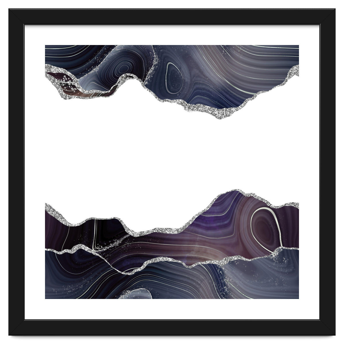 Black & Silver Glitter Agate Texture 08