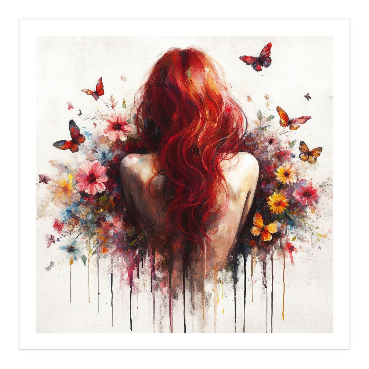 Crimson Butterfly Back Bloom (Print Only)