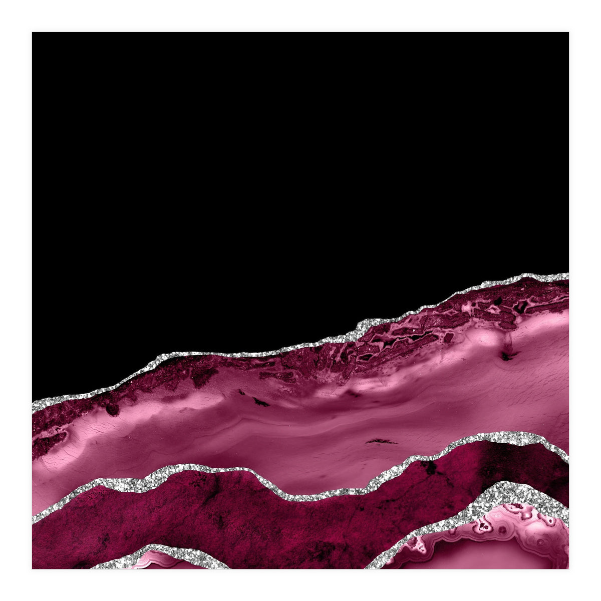 Burgundy & Silver Agate Texture 03 (Print Only)