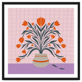 Tulips in a vase - orange and violet thumbnail