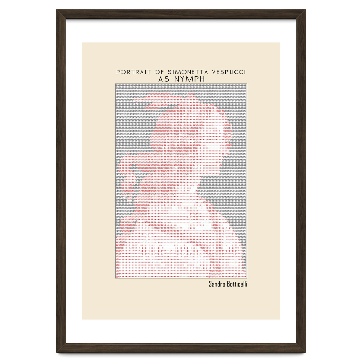 Portrait of Simonetta Vespucci as Nymph – Sandro Botticelli (ascii art)