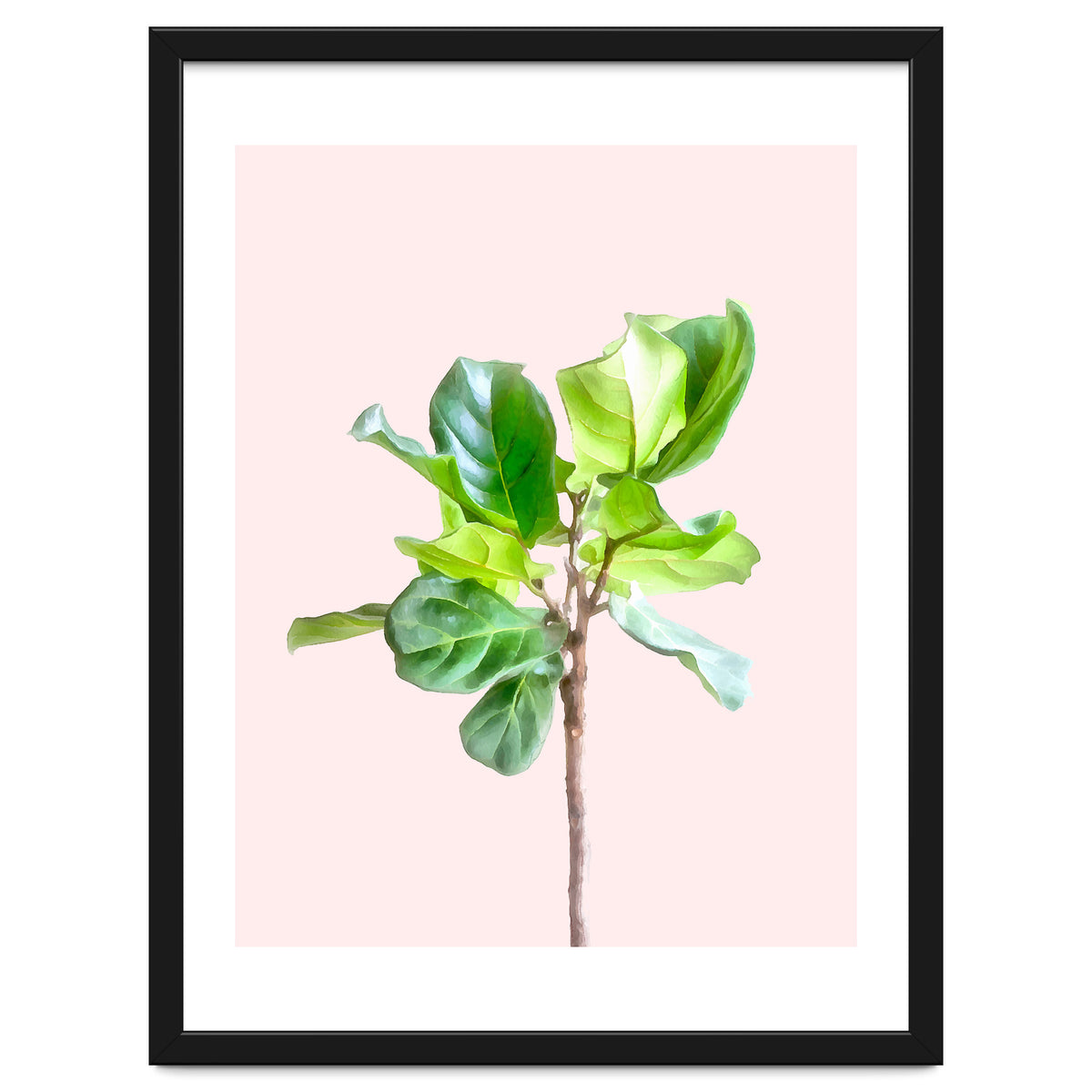 Intimate Energy, Blush Pastel Botanical Plant Minimal Painting, Pink Green Nature