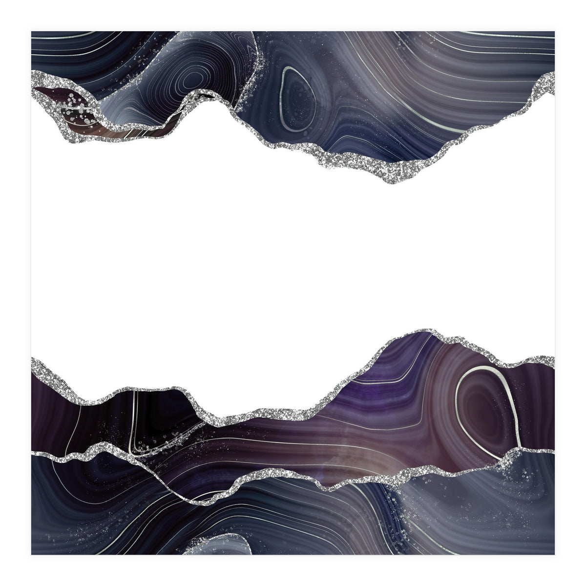 Black & Silver Glitter Agate Texture 08  (Print Only)