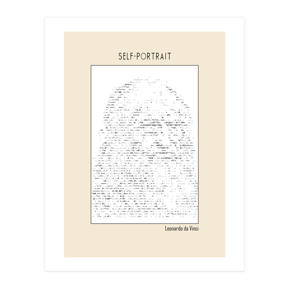 Self Portrait – Leonardo Da Vinci (ascii Art) (Print Only)