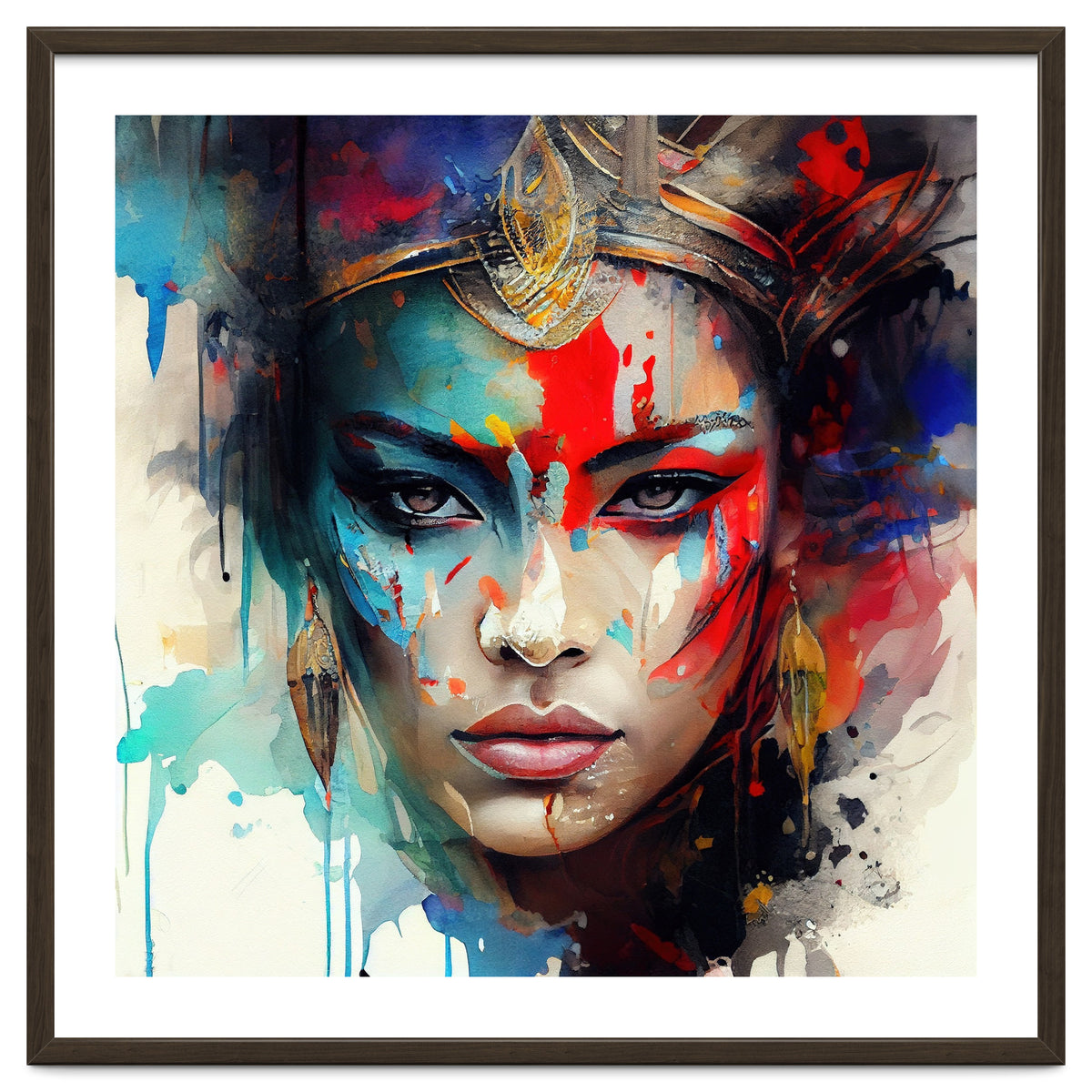 Crowned Mask Asian Warrior Portrait