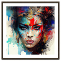 Crowned Mask Asian Warrior Portrait