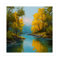 Serene Autumn River Landscape (Print Only)