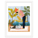 Saturday Afternoon | Cat Mom Pets Photography | Animals Kitten Picnic Watercolor Painting thumbnail