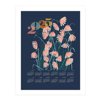 calendar 2025 Linocut flowers blue (Print Only)