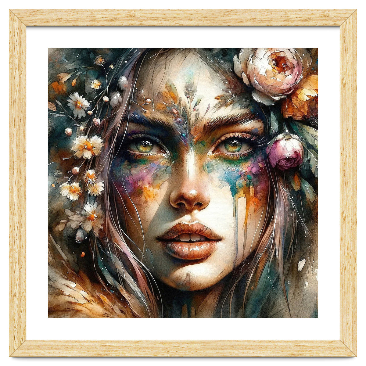 Floral Forest Druid Woman Portrait