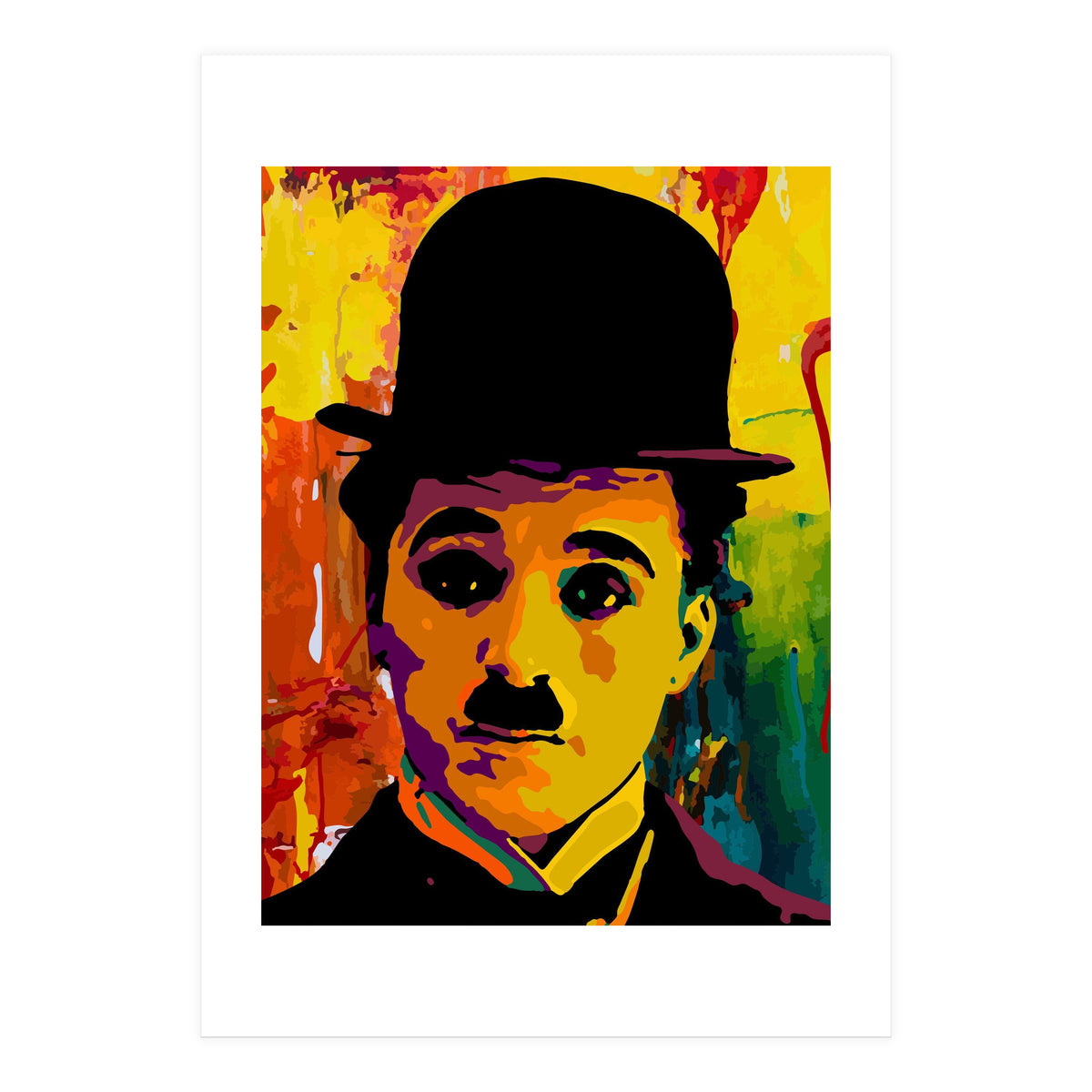Charlie Chaplin Colorful Abstract Art (Print Only)