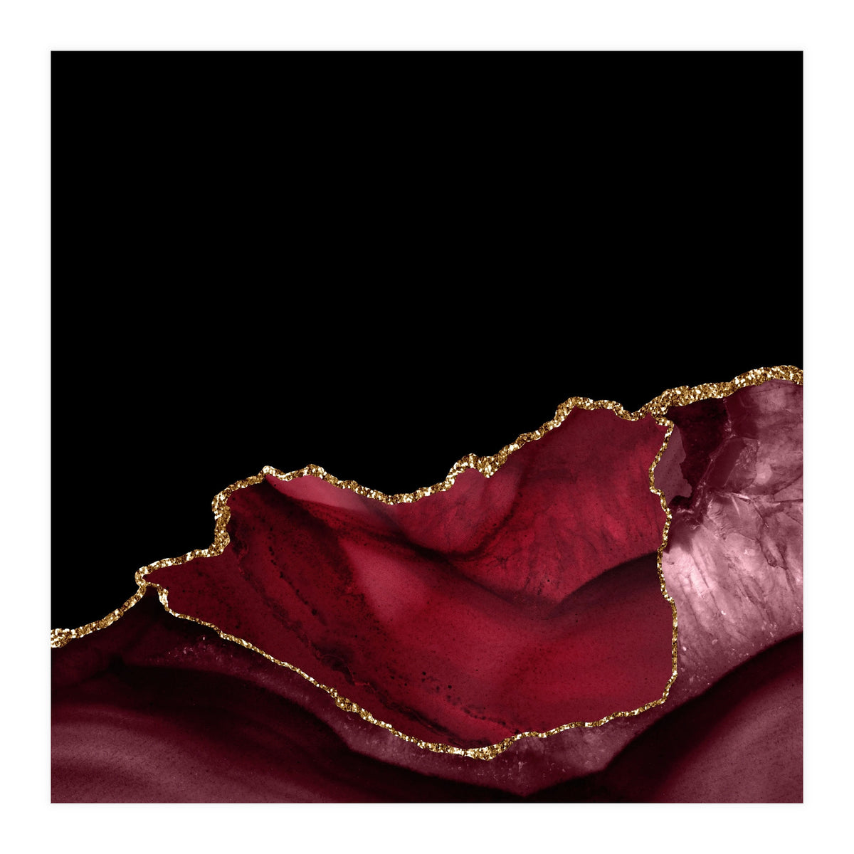 Burgundy & Gold Agate Texture 06  (Print Only)