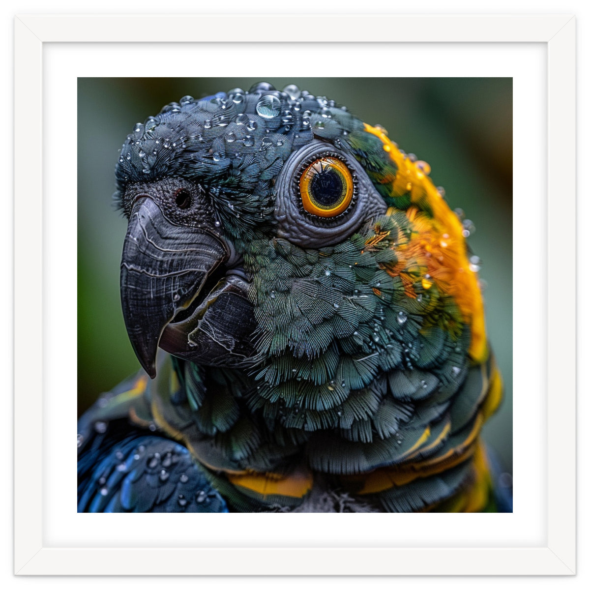 Close Up Of A Wet Macaw Parrot Head