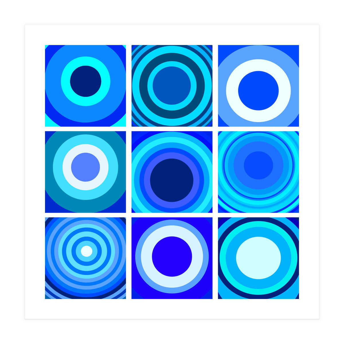 Circles & Rectangles Alt Blue 3 X 3: 4 (Print Only)