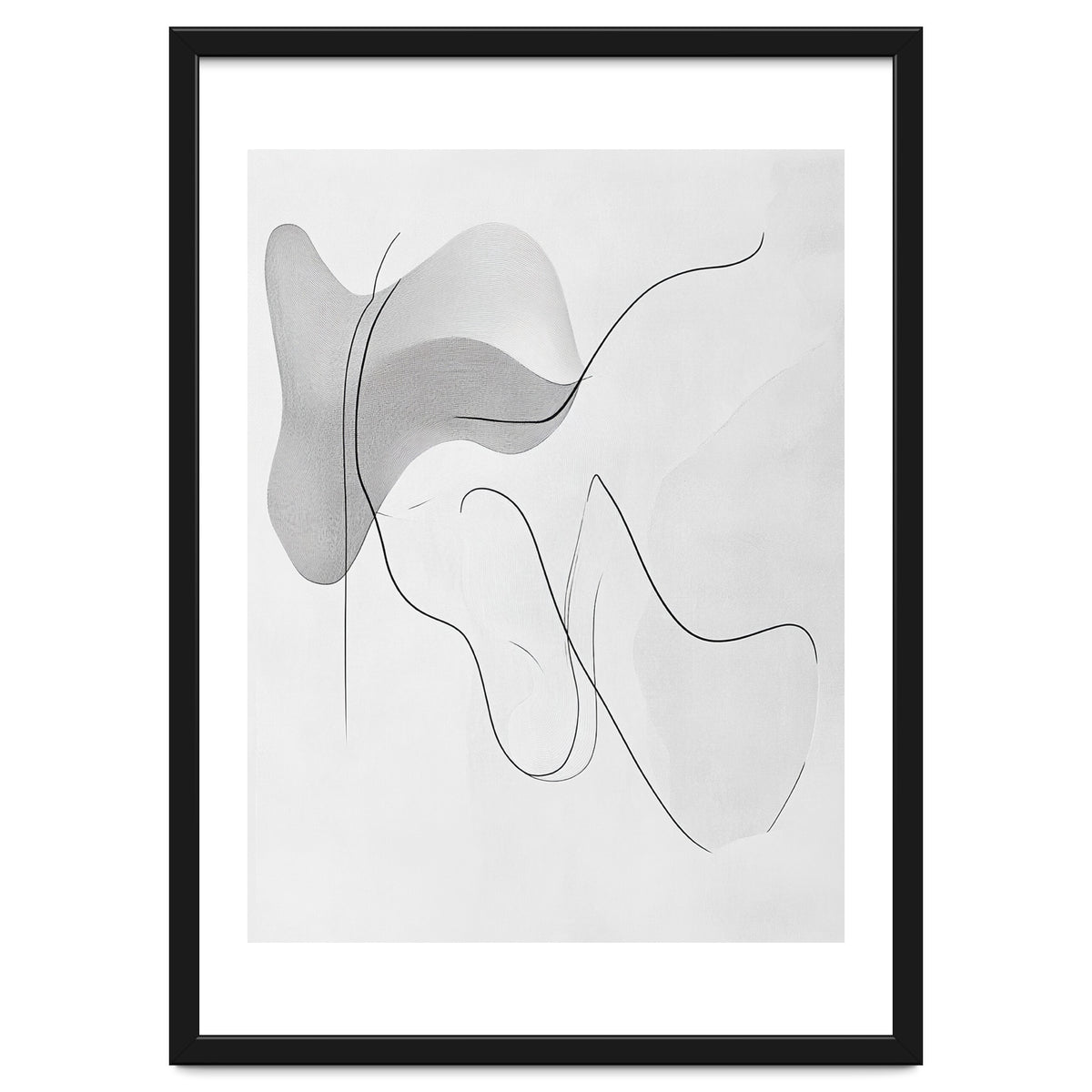 Abstract Black And White Flowing Lines And Shapes