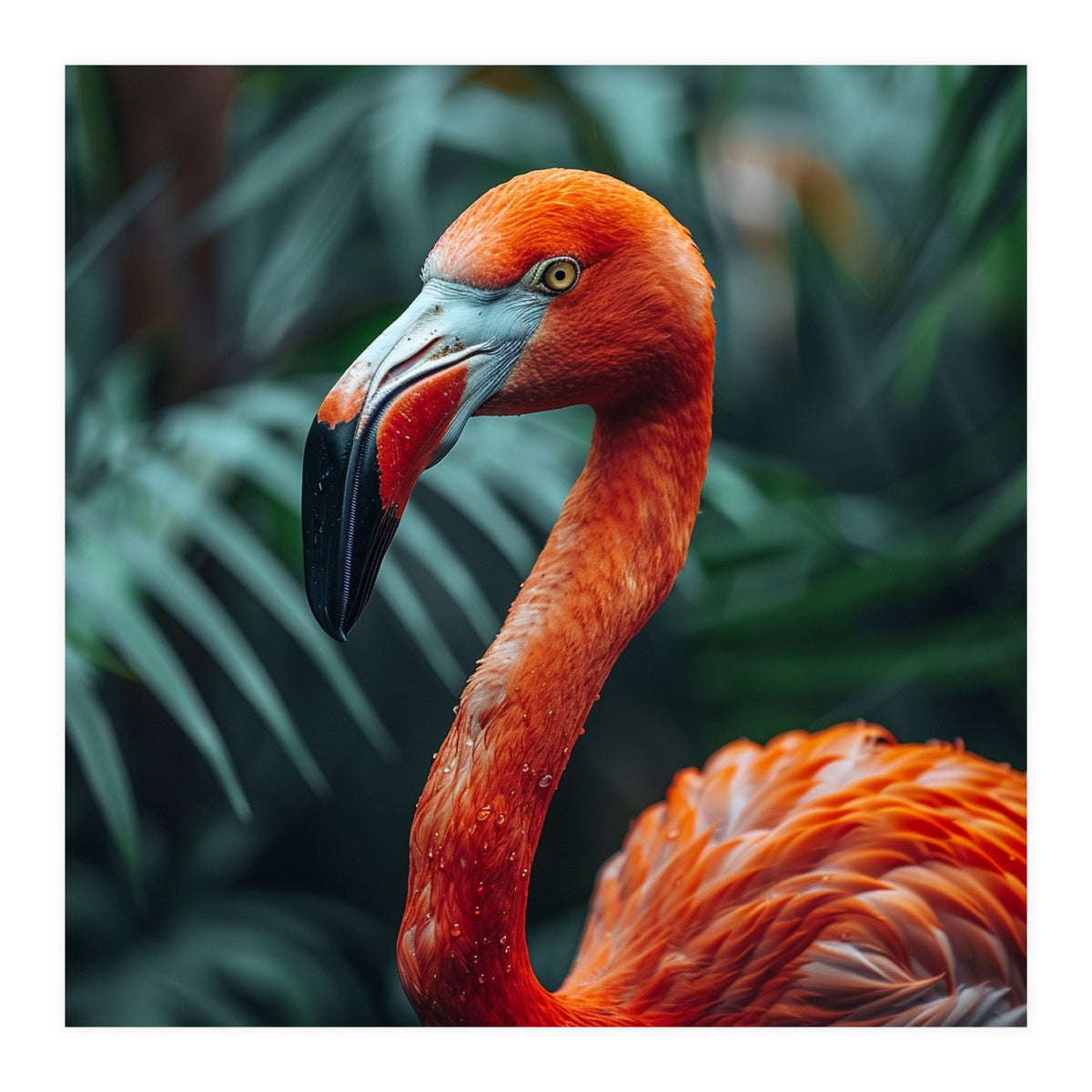 Close Up Of A Vibrant Orange Flamingo Bird (Print Only)