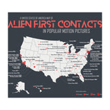 USA Map of Alien First Contacts in Movies (Print Only) thumbnail