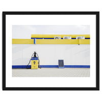 Yellow and blue gas station