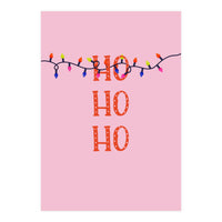 HO HO HO Christmas Lights Art, Pink Holiday Illustration, Modern Festive Quote (Print Only)