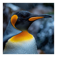 Close Up Of King Penguin In The Rain (Print Only)