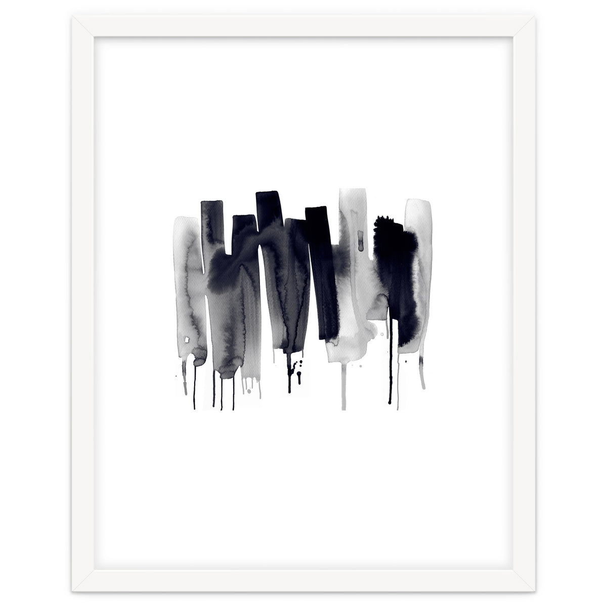 Abstract Watercolor Stripes Minimal Black