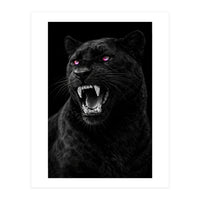 Black leopard with colorful eyes portrait (Print Only)