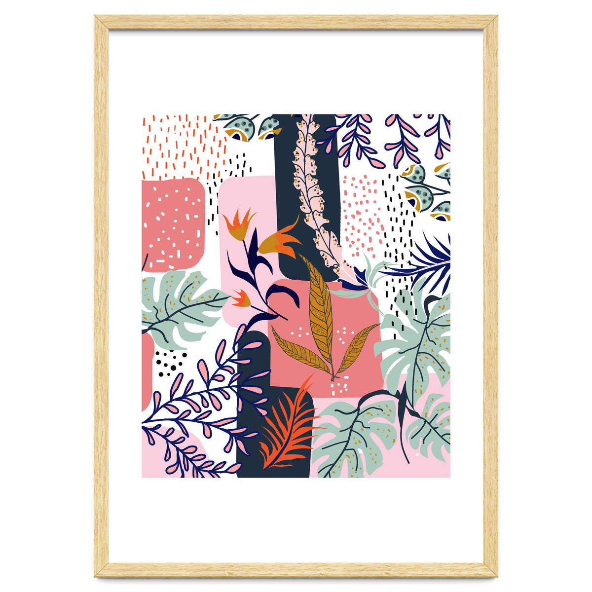 Mood | Abstract Chic Modern Bohemian Painting | Contemporary Eclectic Blush Botanical Nature