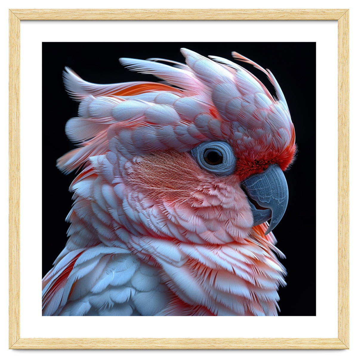 Pink Cockatoo Parrot Close Up Portrait Feather