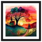 Watercolor Folk Art Sunset thumbnail