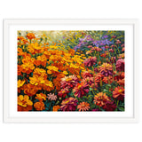 Radiant Summer Zinnia and Marigold Meadow Oil Painting thumbnail