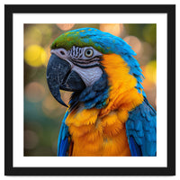 Blue And Yellow Macaw Parrot Close Up Detailed Shot