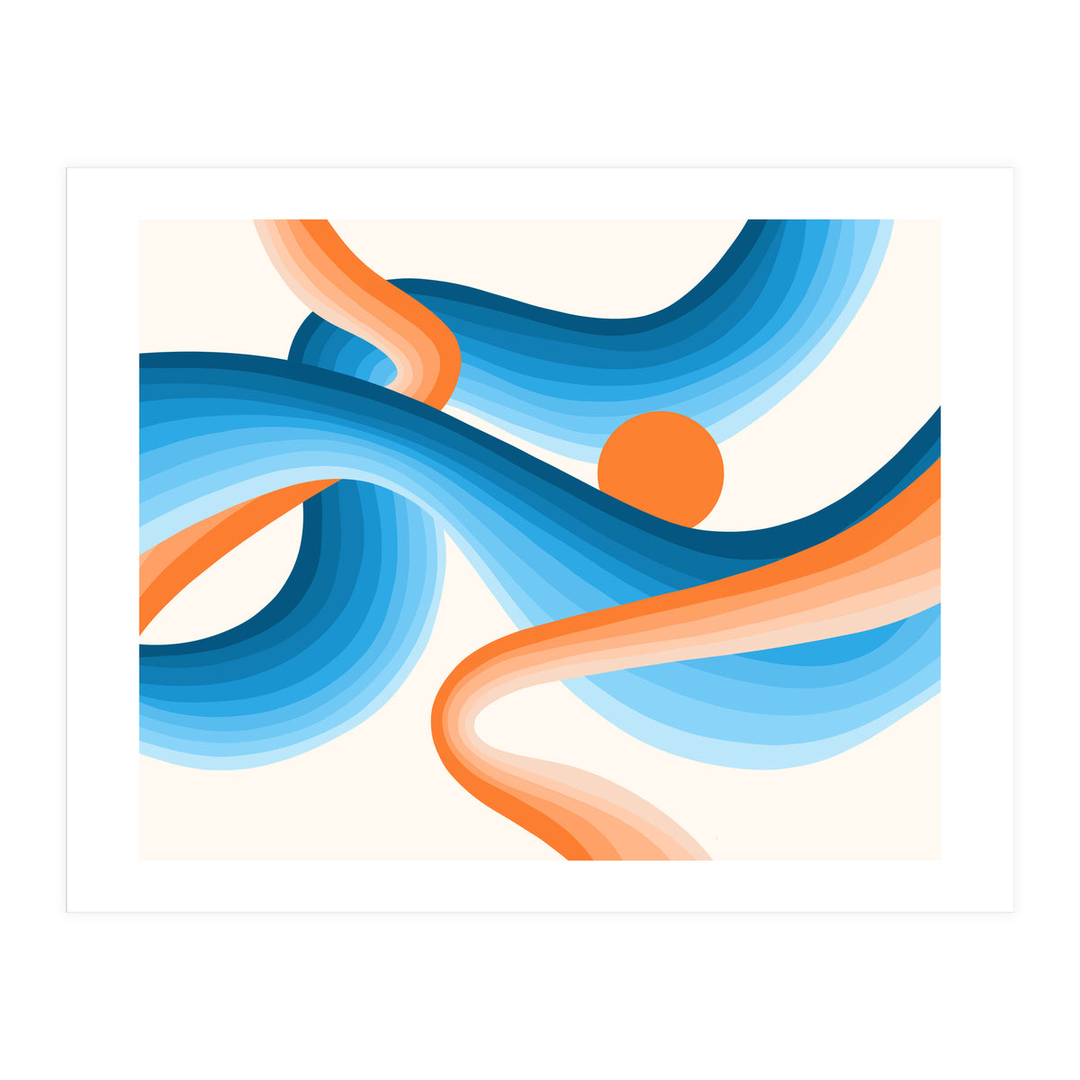 Rise, Abstract Retro Sunrise, Modern Bohemian Space, Concept Graphic Sky, Eclectic Nature (Print Only)