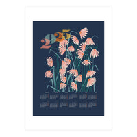 calendar 2025 Linocut flowers blue (Print Only)