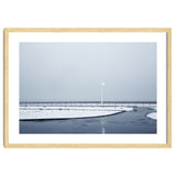 Street light turned on the winter snow street thumbnail