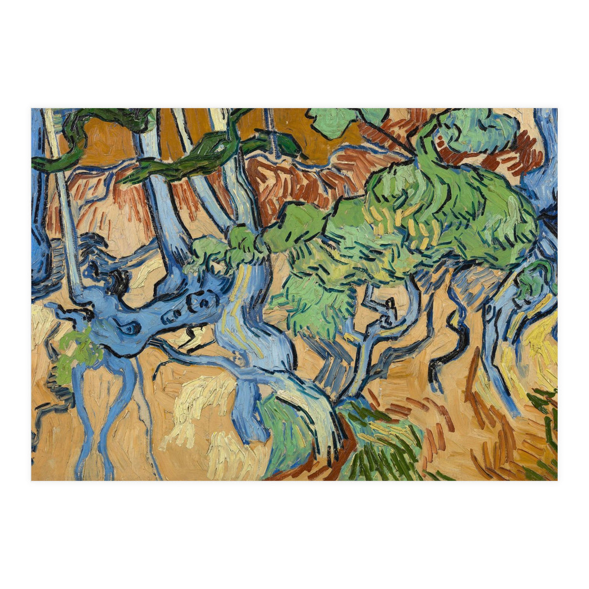 Tree Roots. Date: July 1890, Auvers-sur-Oise. Dimensions: 50.3 cm x 100.1 cm, 69.8 cm x 119.7 cm. (Print Only)