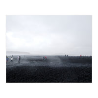 Tourists on the black sand beach - Iceland  (Print Only)