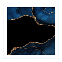 Navy & Gold Agate Texture 04  (Print Only)