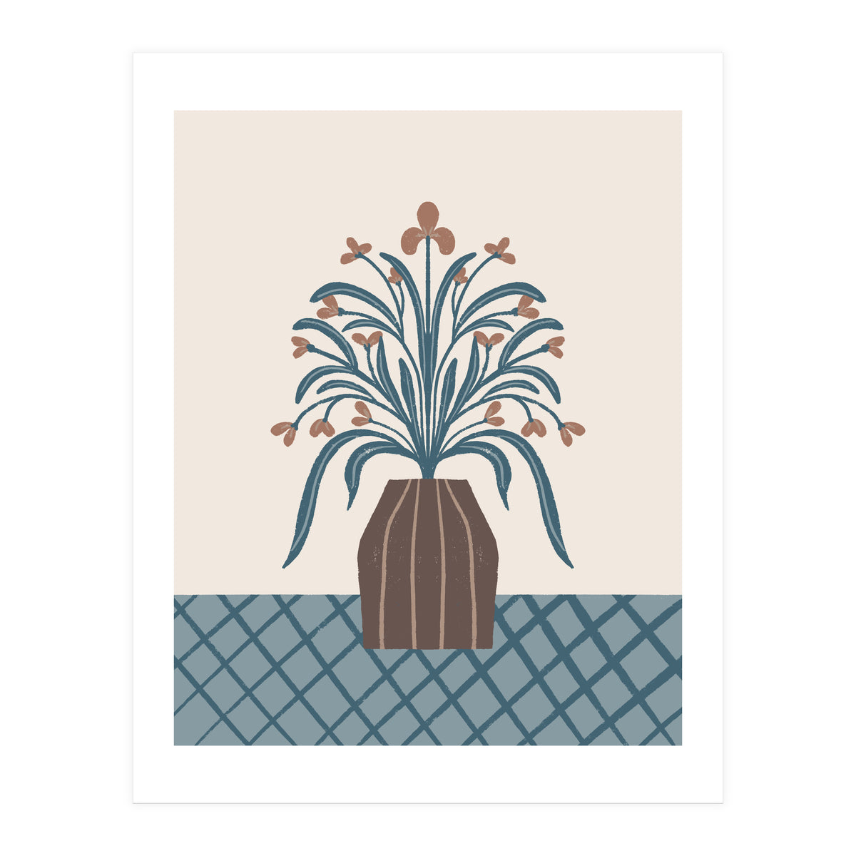 Earthy Modern Vase with Florals (Print Only)