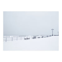 Benches along the pier on snow beach (Print Only)
